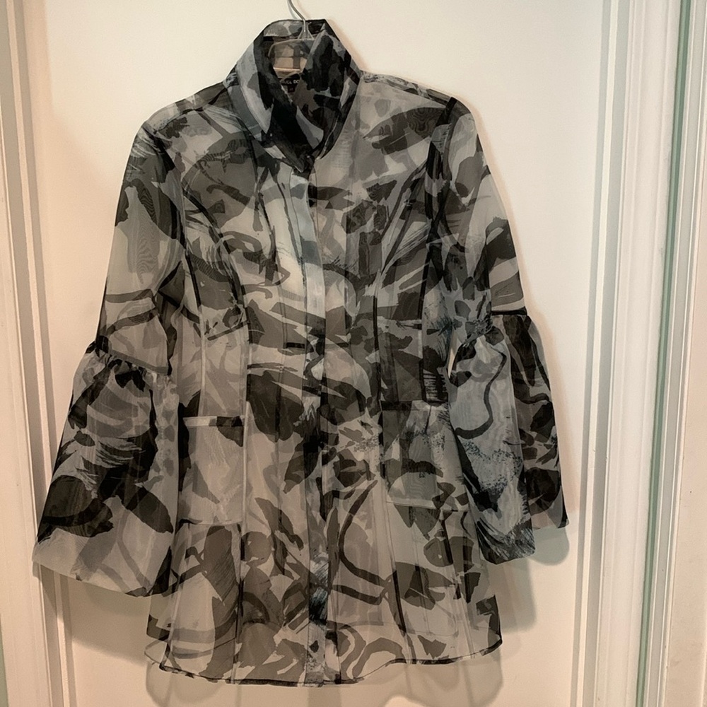 Amazing designer Samuel Dong sheer jacket with bell sleeves. Size XS. NWOT.